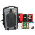 Emerge Survival evacuation bag with compact design, featuring multiple compartments and emergency gear for safety and survival.