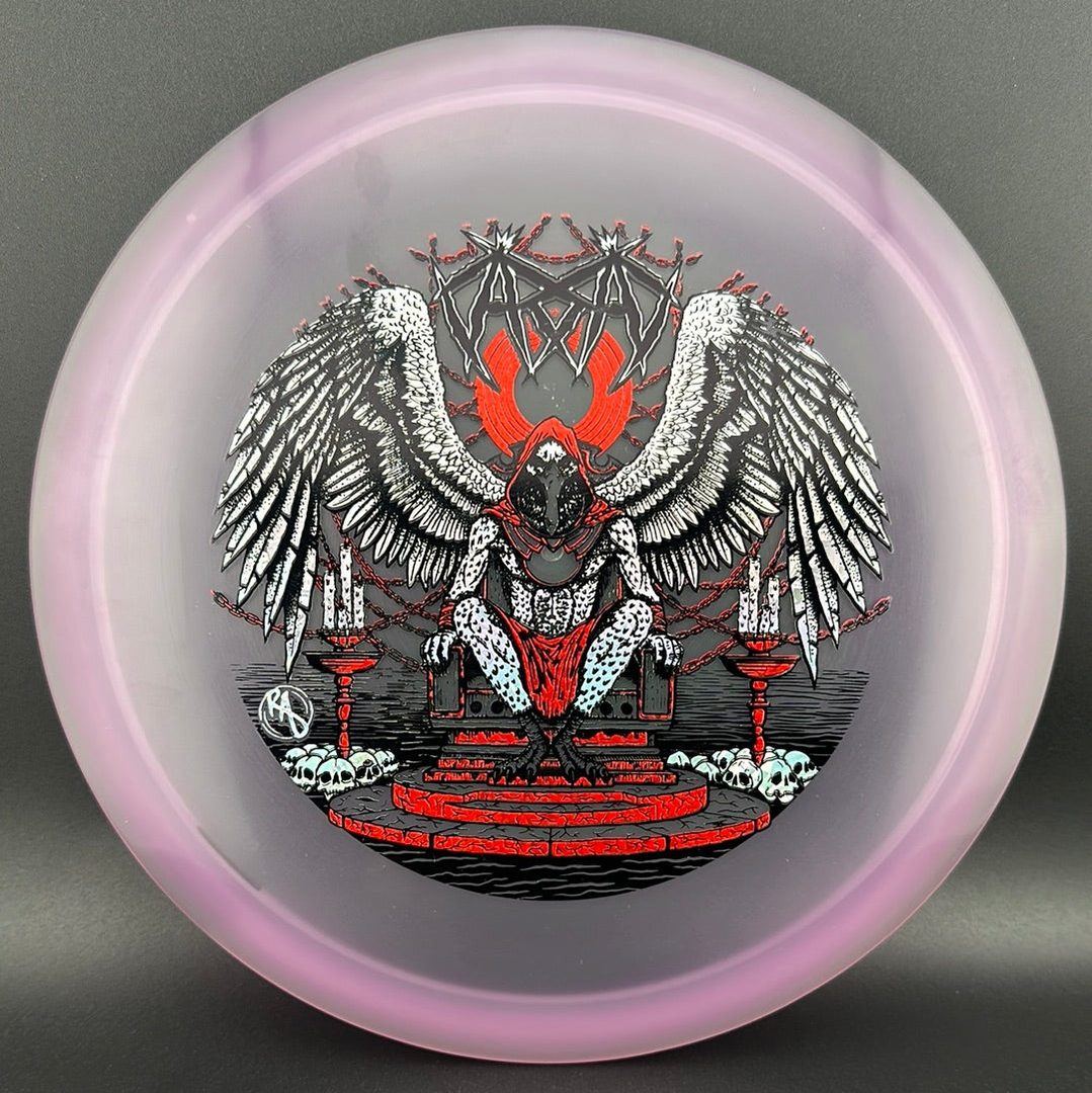 CryZtal Buzzz disc golf disc by Rare Air Discs featuring Karudi the Overseer from Cult of RAD design, bright and detailed artwork.