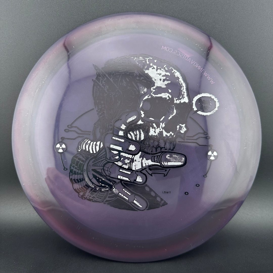 Rare Air Discs Gummy C-Blend Aztec disc golf disc from the STRATUS FEAR V1 series, featuring vibrant color and detailed stamp design.