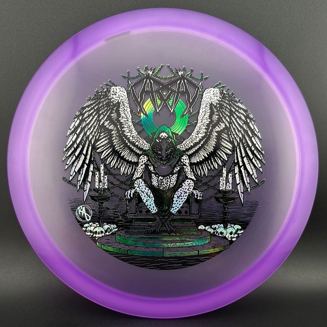 CryZtal Buzzz disc golf disc by Rare Air Discs featuring Karudi the Overseer from Cult of RAD, with vibrant crystal design.