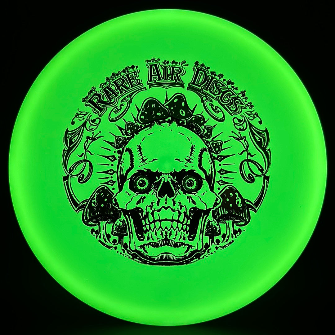 Forged Radiant Supra disc golf disc by Rare Air Discs with Crushin' Amanitas stamp, featuring vibrant design and durable build.
