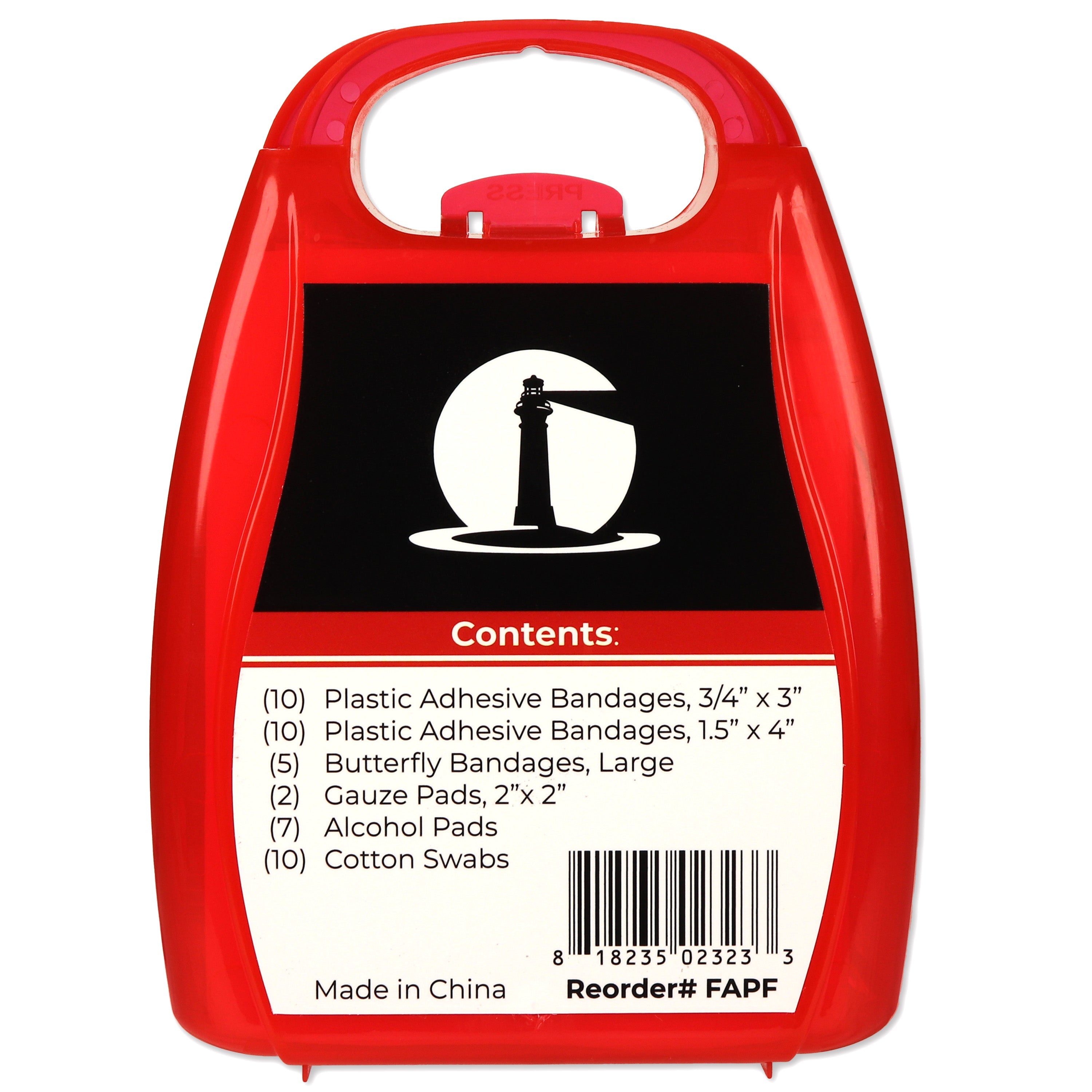 44 piece portable first aid kit with assorted medical supplies in a compact case, ideal for emergencies and travel.