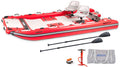 FastCat14™ catamaran deluxe 2-person package by Backcountry Sportsman, showing the lightweight, durable boat with paddles on water.