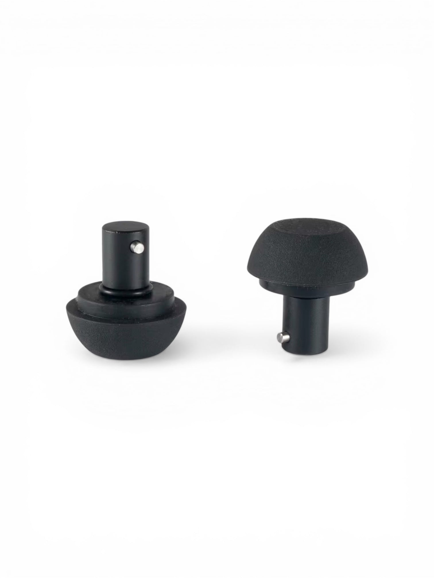 Pair of MUCITUP Linkogear universal bipod feet in aluminum and stainless steel for rifle shooting support on various terrain.