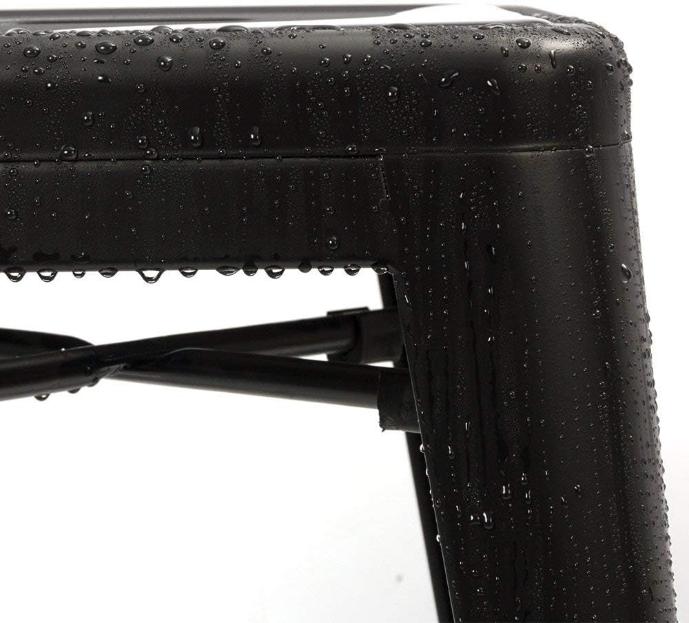 Set of 4 black metal backless stacking barstools, 24-inch indoor/outdoor dining stools by HomePacific.