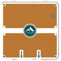 Wooden dock platform with 'Further Customs' branding and Avalon Dock logo.
