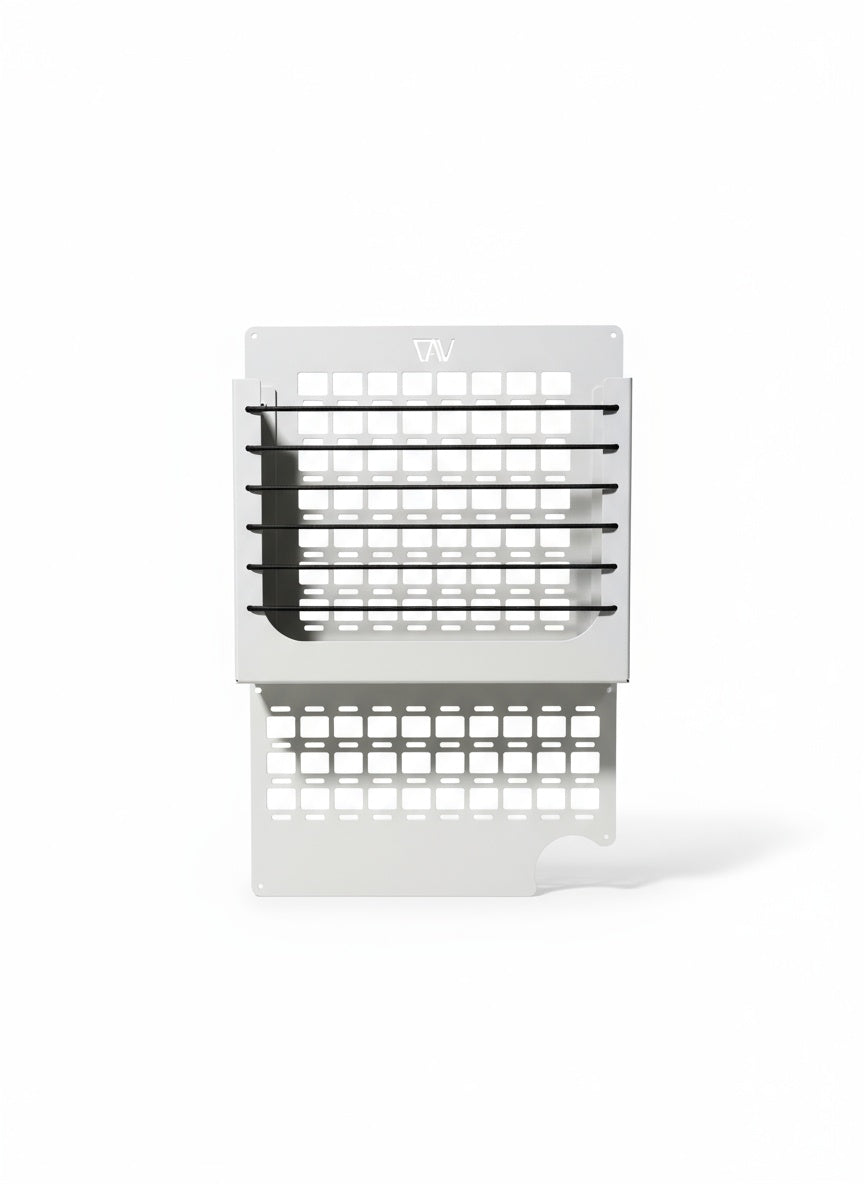 Ekko MOLLE Shelf System by Canyon Adventure Vans, made in Utah, featuring durable mounting and versatile storage options.