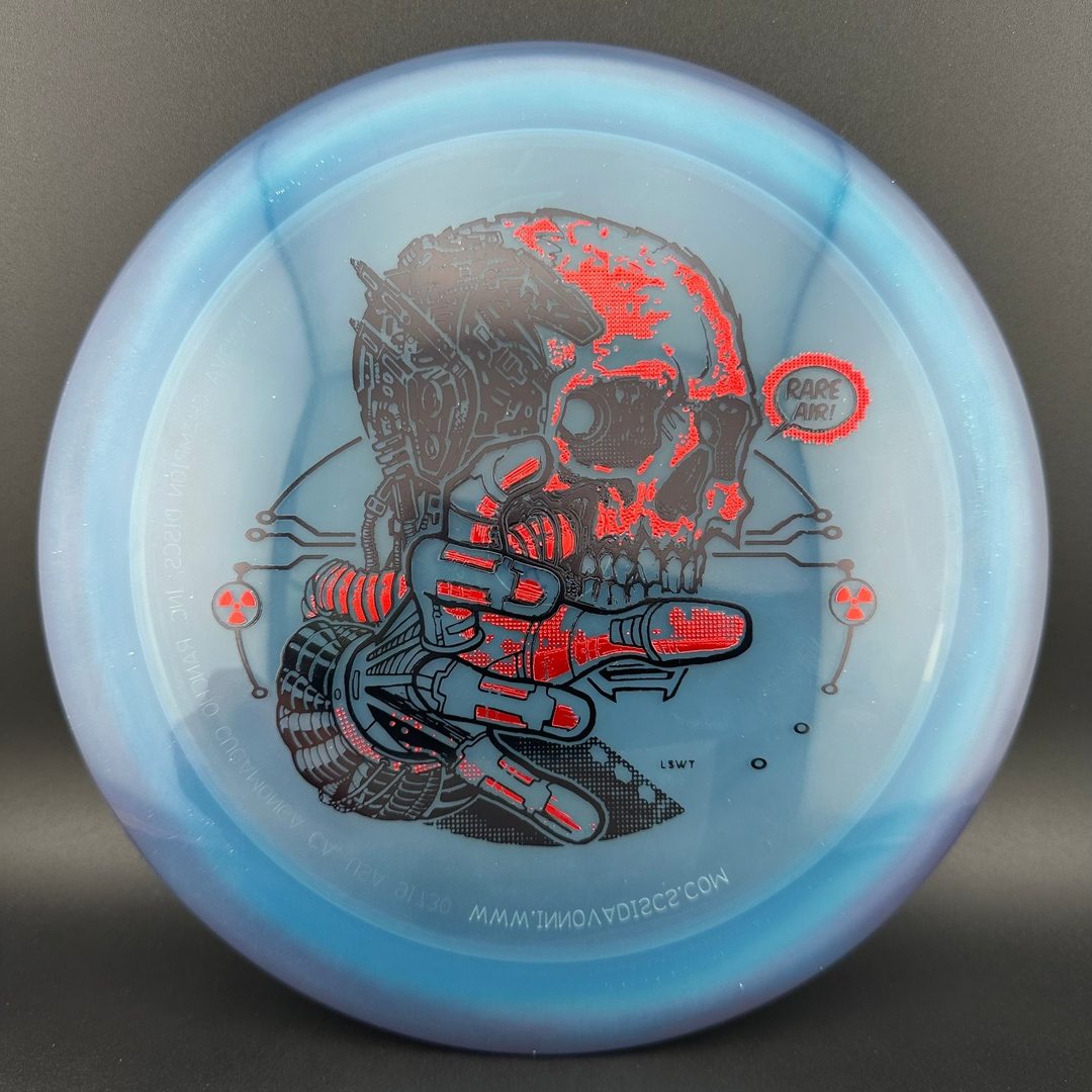Colorful Gummy C-Blend Aztec disc golf disc by Rare Air Discs, featuring vibrant design and branding for disc golf players.