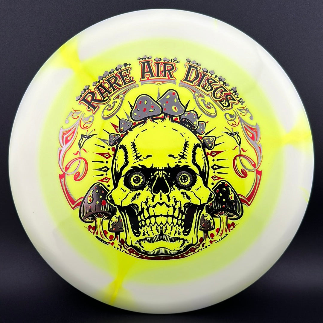 Rare Air Discs Halo S-Blend Conqueror disc golf disc featuring Crushin' Amanitas design by Manny Trujillo