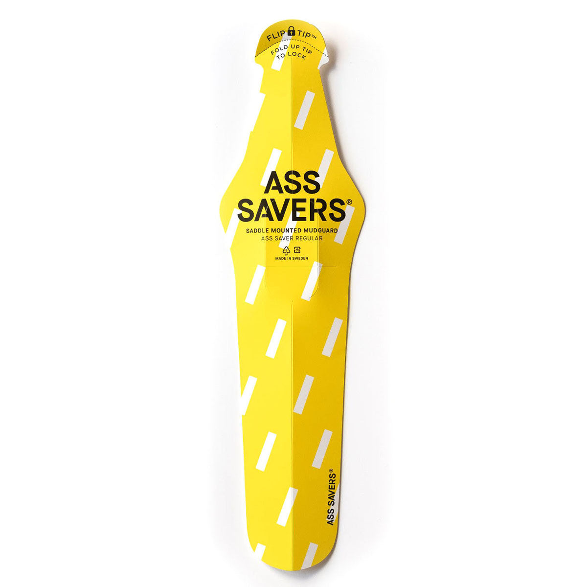 Yellow ZEITBIKE ASS SAVERS regular rain fenders attached to bicycle wheel for protection against splashes and mud.