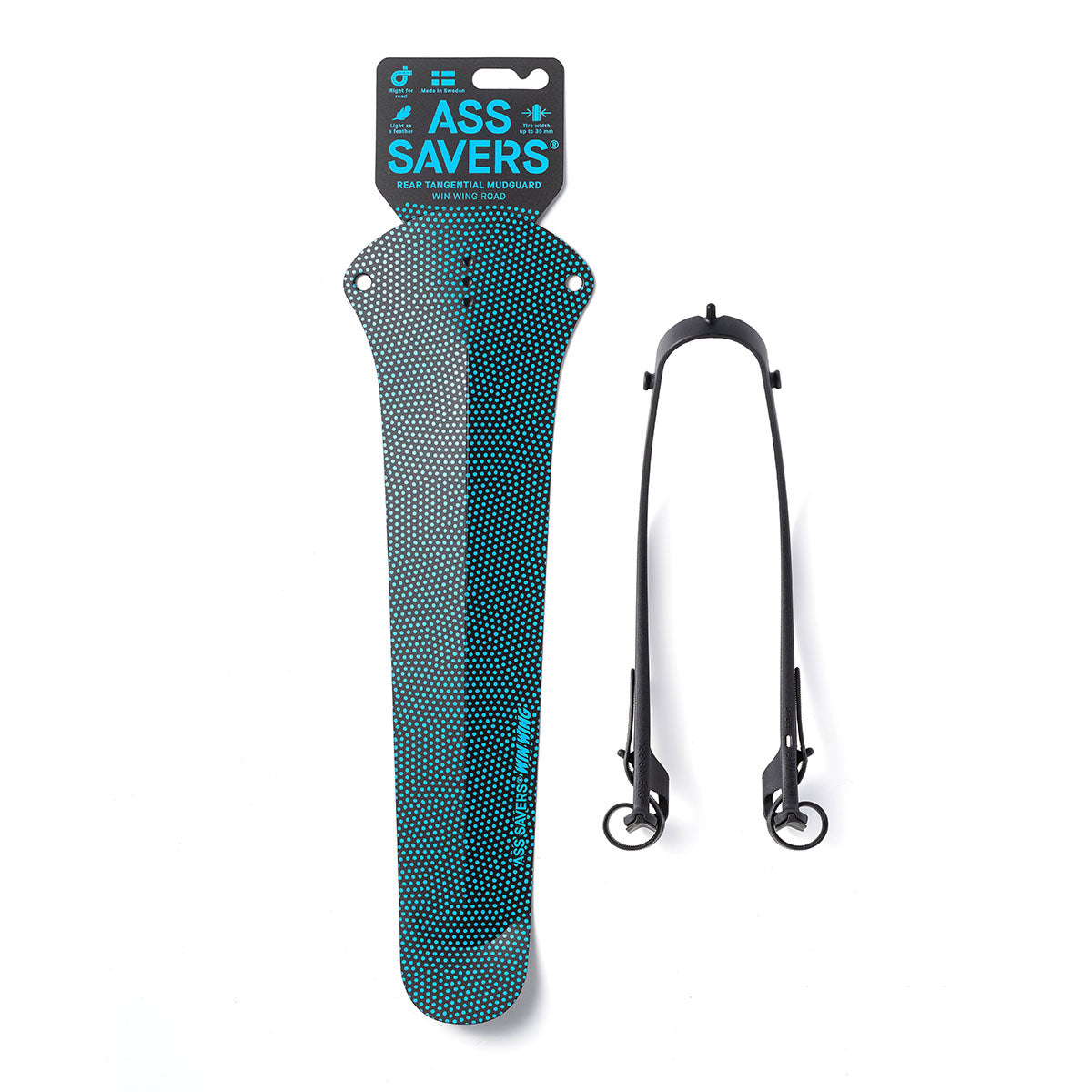 ZEITBIKE Ass Savers Win Wing 2 road rear mudguard with black wishbone, blue dotted fender for bike protection and style