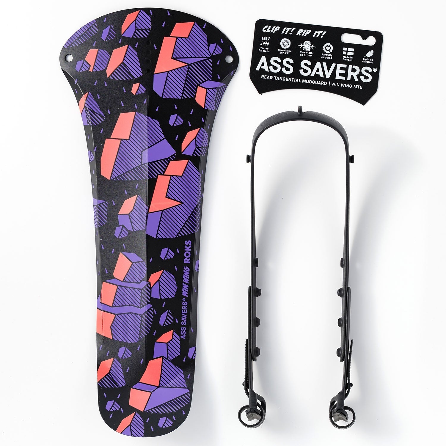 ZEITBIKE Ass Savers Win Wing MTB fenders attached to a mountain bike, showcasing durable plastic mudguards for off-road riding.