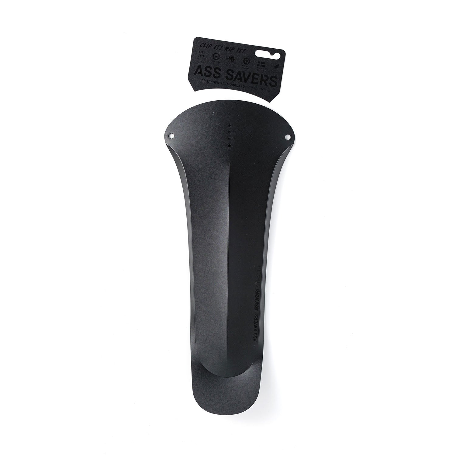 ZEITBIKE Ass Savers Win Wing MTB fenders in stealth color, mounted on mountain bike, designed to protect during muddy rides.