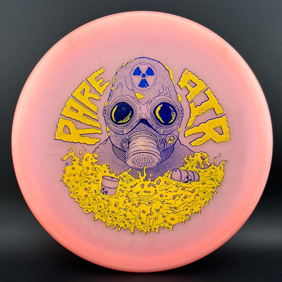 Rare Air Discs Color Lunar Recon Mortar F2 disc golf disc with Radioactive Man stamp, featuring vibrant colors and detailed design.