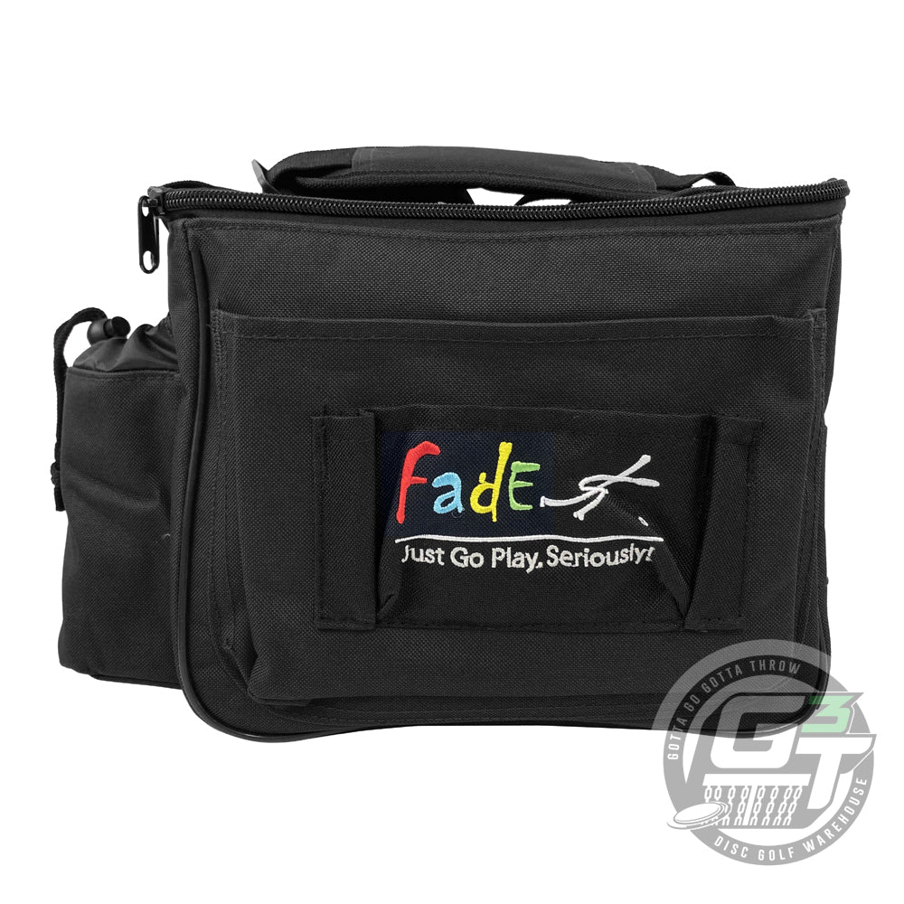 Gotta Go Gotta Throw Fade Gear Lite Disc Golf Bag in black, featuring a spacious design and adjustable straps.