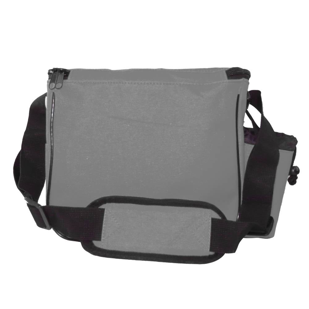 Gray Fade Gear Lite Disc Golf Bag by Lightning Golf Discs with multiple compartments and adjustable shoulder strap.