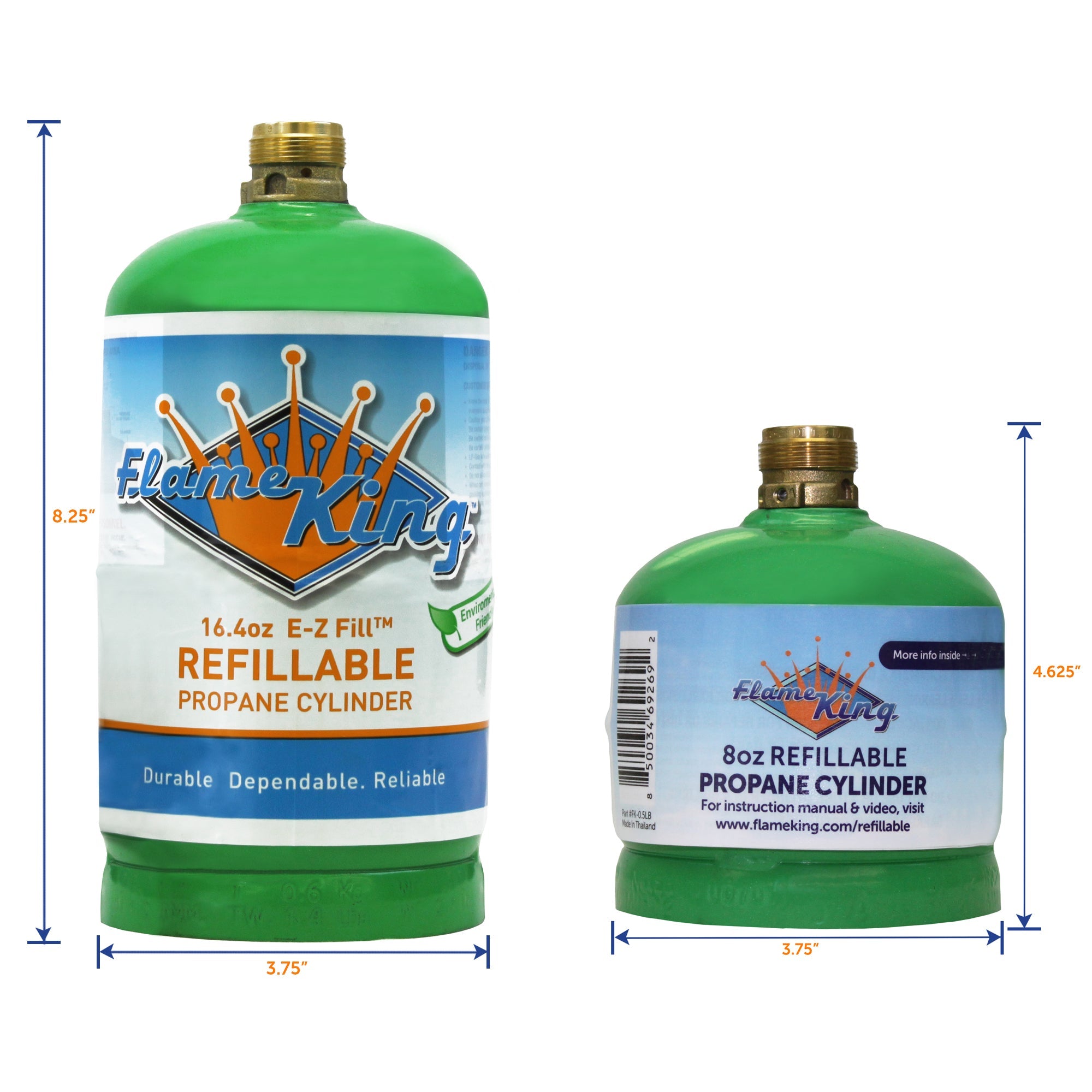 Flame King Eco Friendly Sustainable 8oz 1/2lb Refillable Propane Tank LP Cylinder - We The Collective