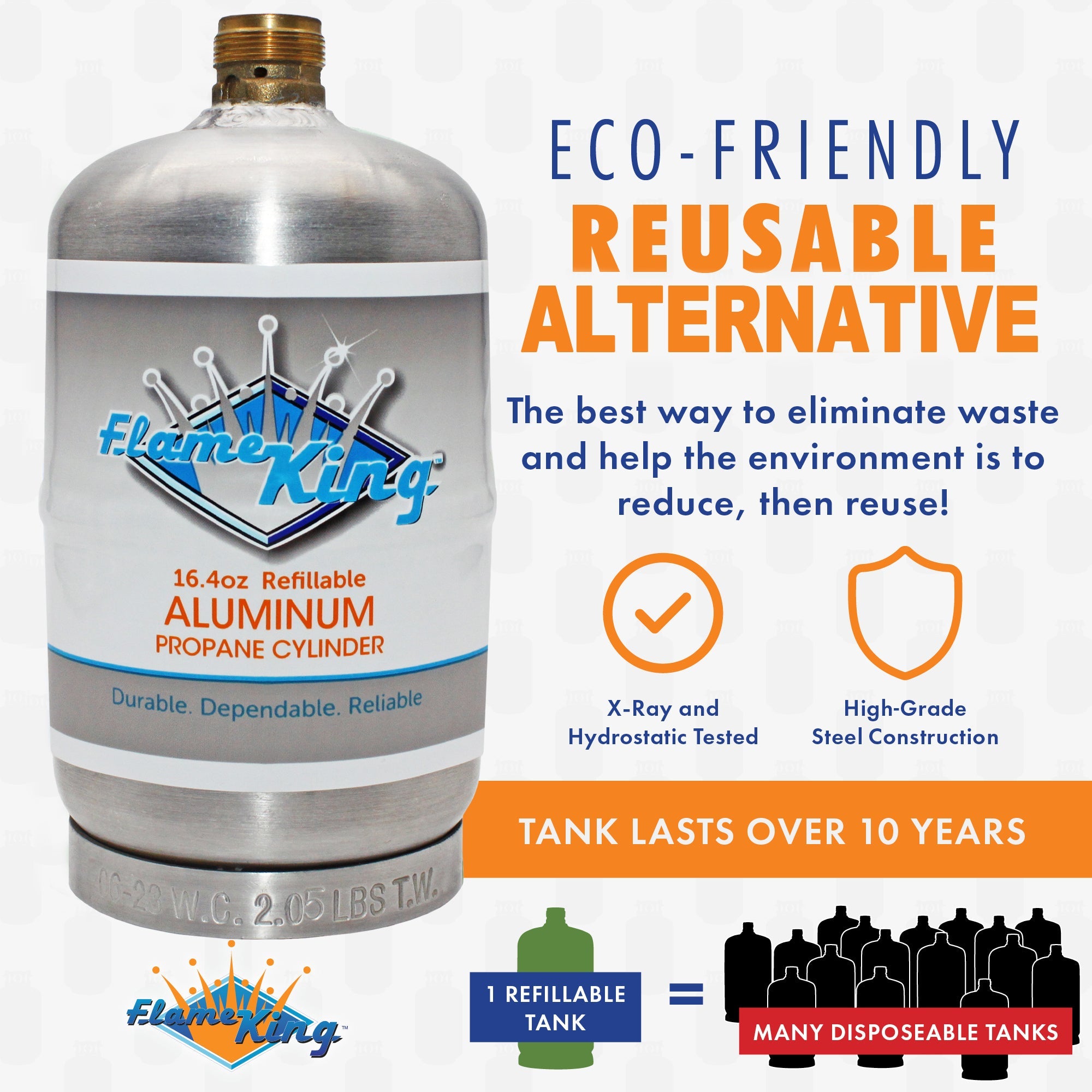 Flame King 2 pack Aluminum Eco Friendly Sustainable 1lb Empty Refillable Propane Tank LP Cylinder - We The Collective