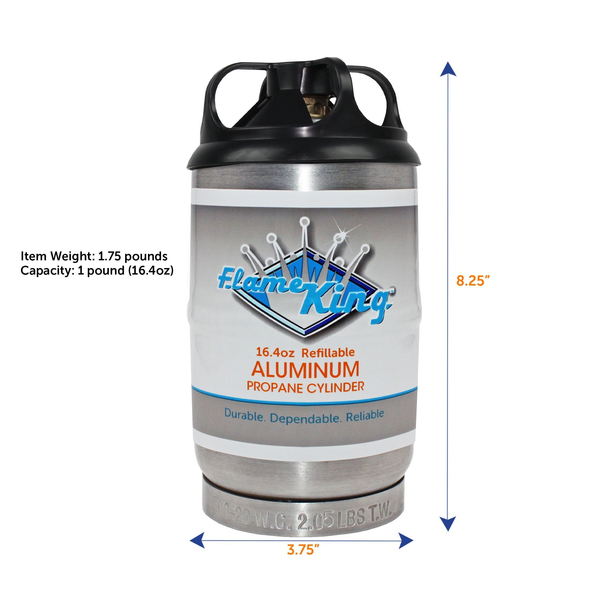 Flame King 2 pack Aluminum Eco Friendly Sustainable 1lb Empty Refillable Propane Tank LP Cylinder - We The Collective