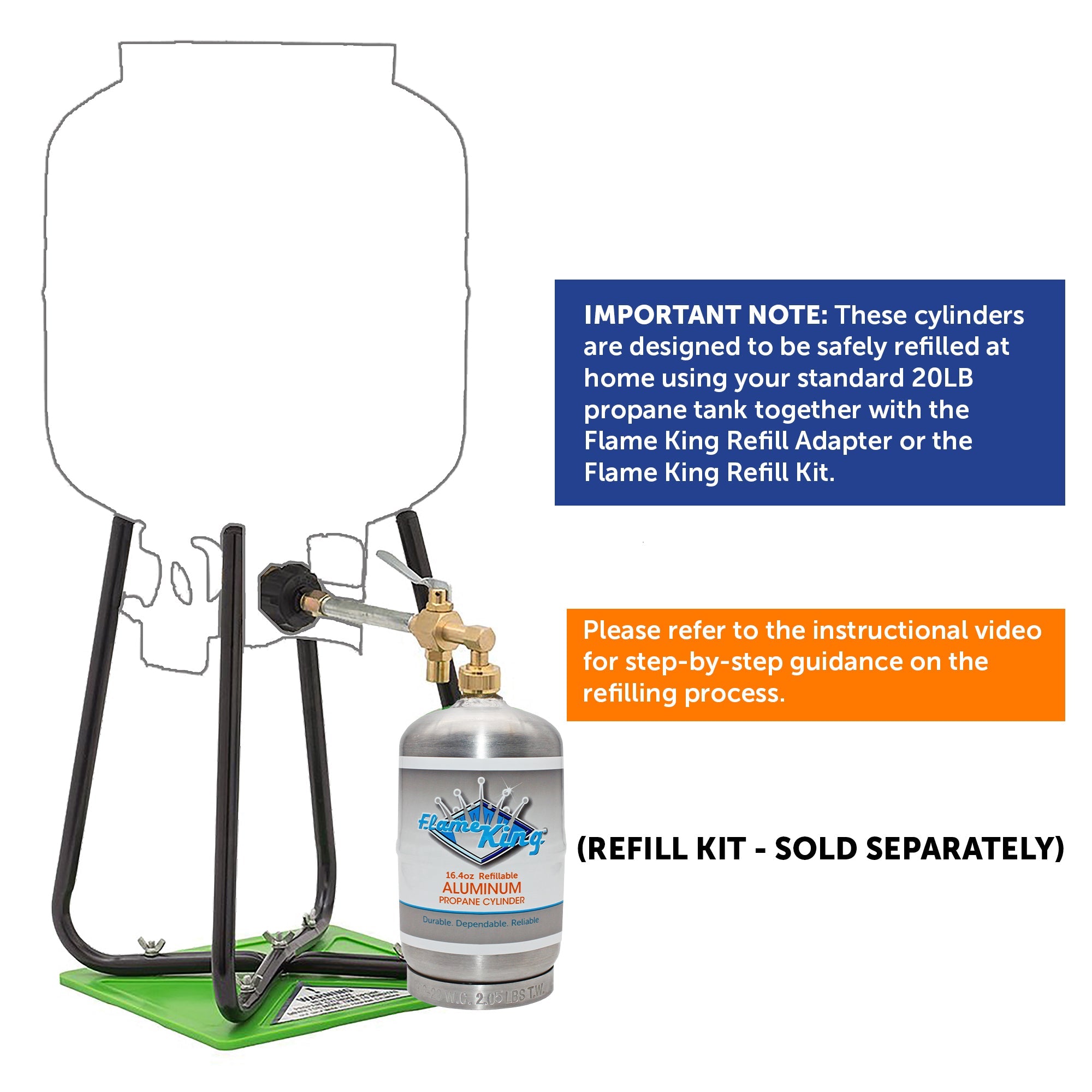 Flame King 2 pack Aluminum Eco Friendly Sustainable 1lb Empty Refillable Propane Tank LP Cylinder - We The Collective