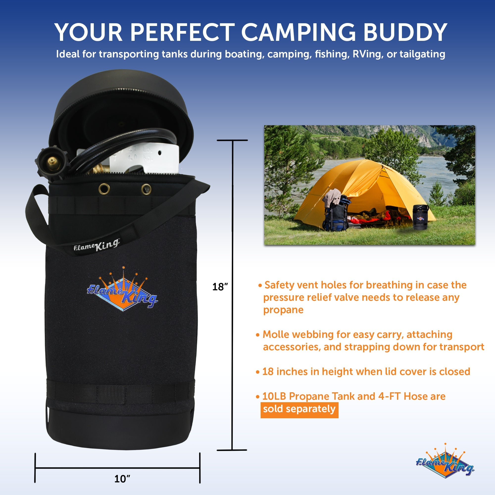 Flame King Propane Gas Hauler for 10lb Propane Tank Insulated Protective Carry Case - We The Collective