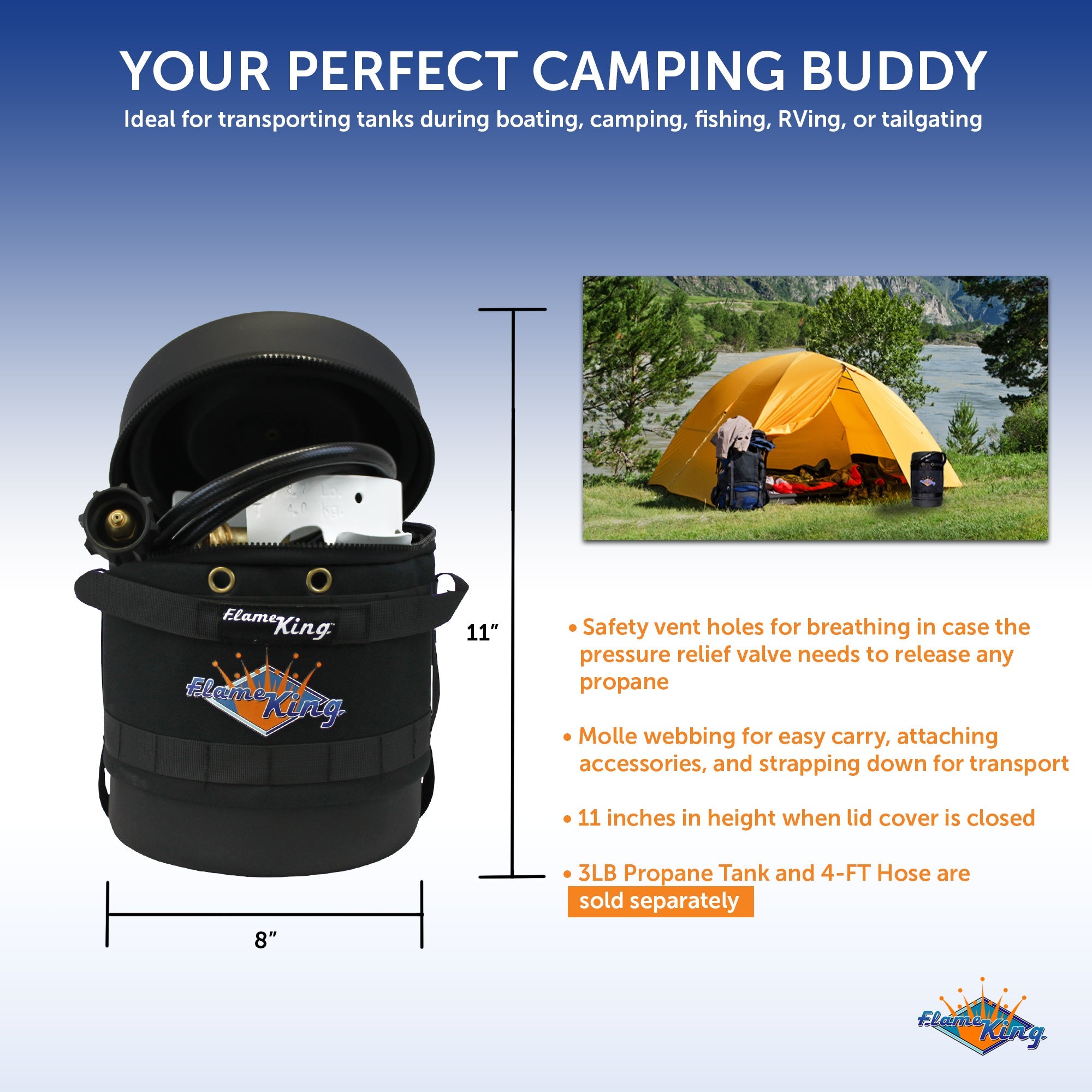 Flame King Propane Gas Hauler for 3lb Propane Tank Insulated Protective Carry Case - We The Collective