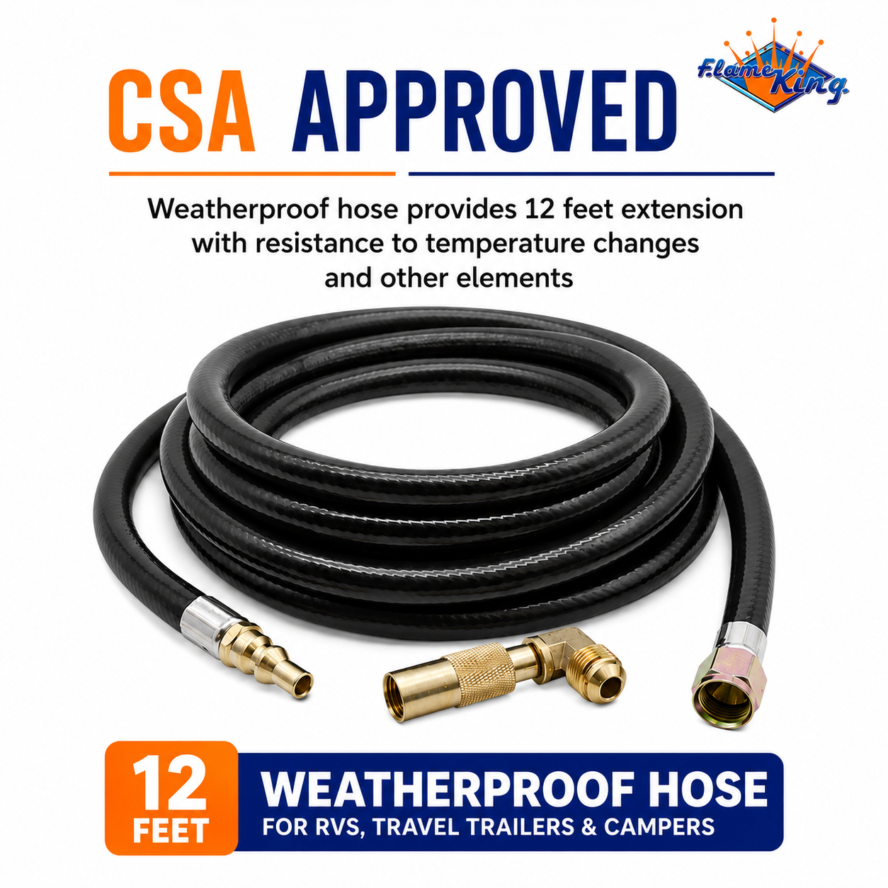 Flame King 12ft RV Quick Connect Hose Adapter for 17" or 22" Griddle - OVERLANDERS Outfitter