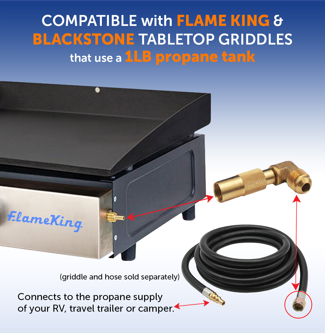 Flame King Elbow Adapter with 3/8" Male Flare for 17" or 22" Griddle - We The Collective