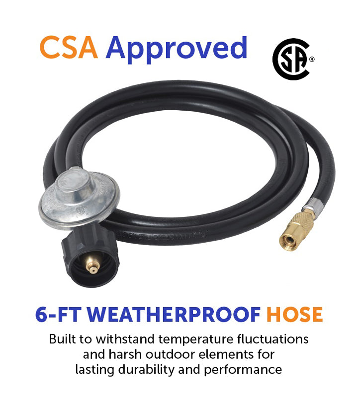 Flame King Regulator Hose Adapter Connect to 20Lb Tank for 17 and 22 inch Tabletop Grill Griddle, 6 Feet - We The Collective