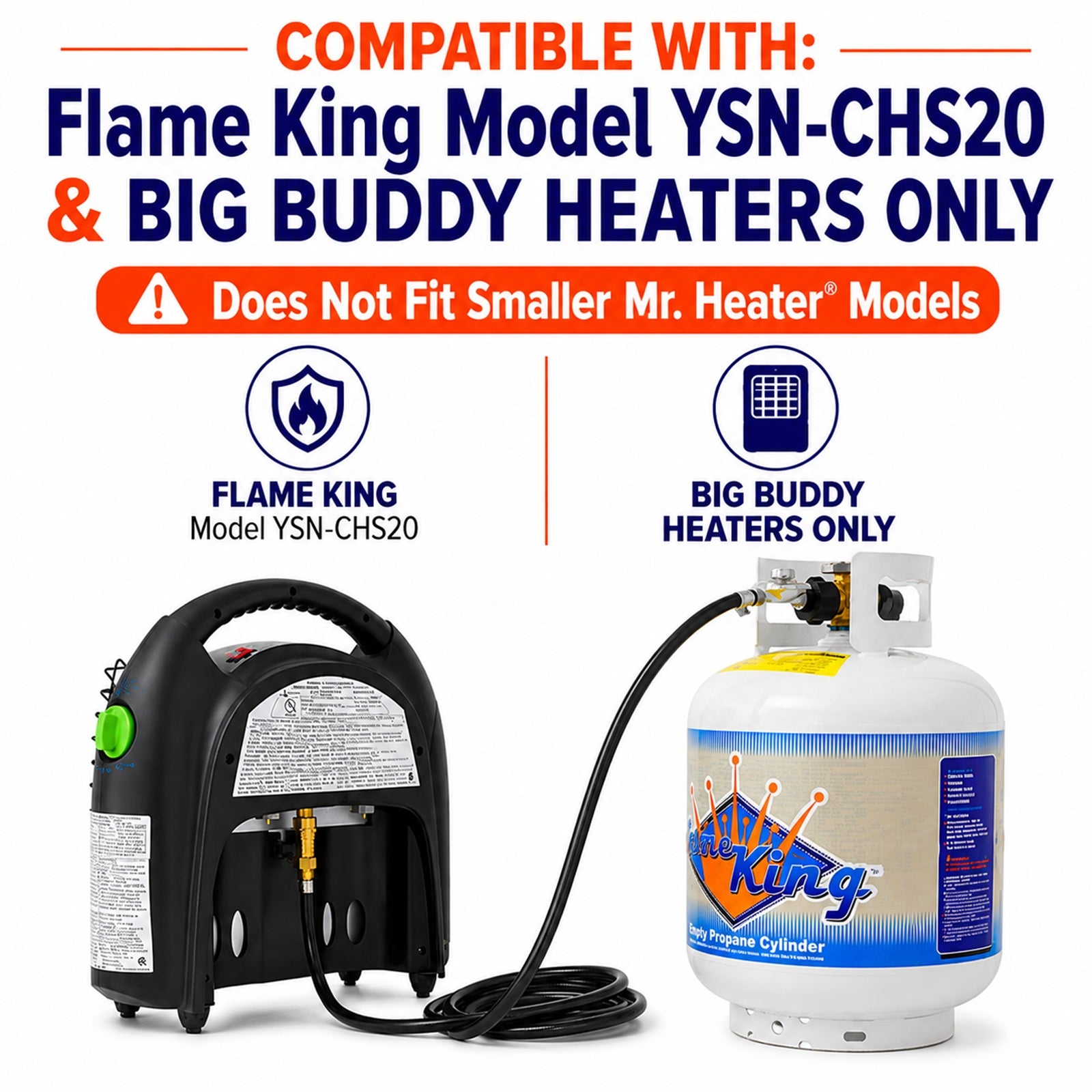 12FT QCC/Type 1 Regulator Hose with 1/4 Quick-Connect Adapter for Flame King Heaters and Buddy Mr Heaters