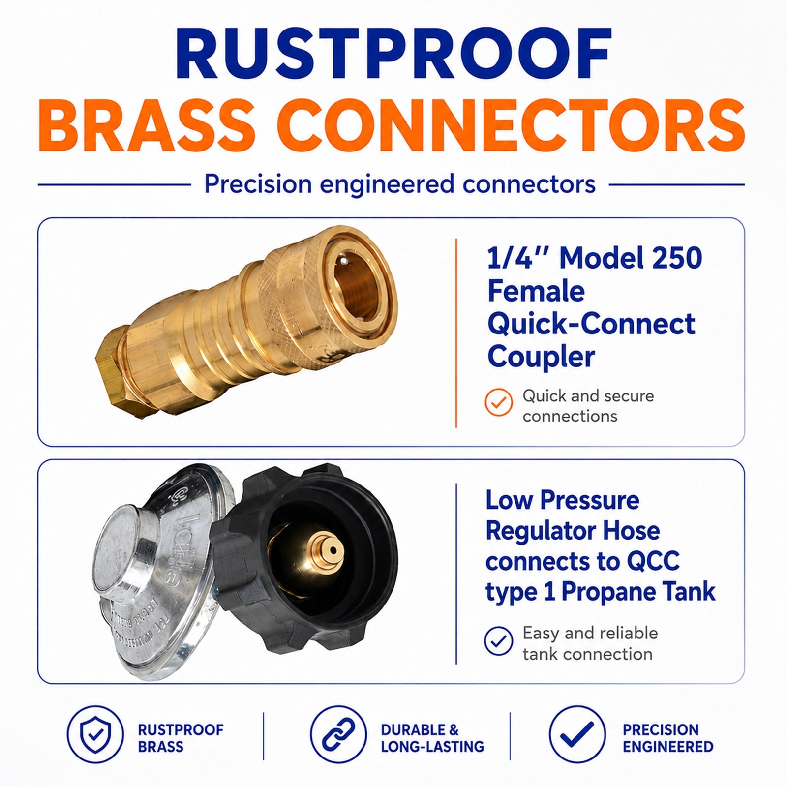 12FT QCC/Type 1 Regulator Hose with 1/4 Quick-Connect Adapter for Flame King Heaters and Buddy Mr Heaters