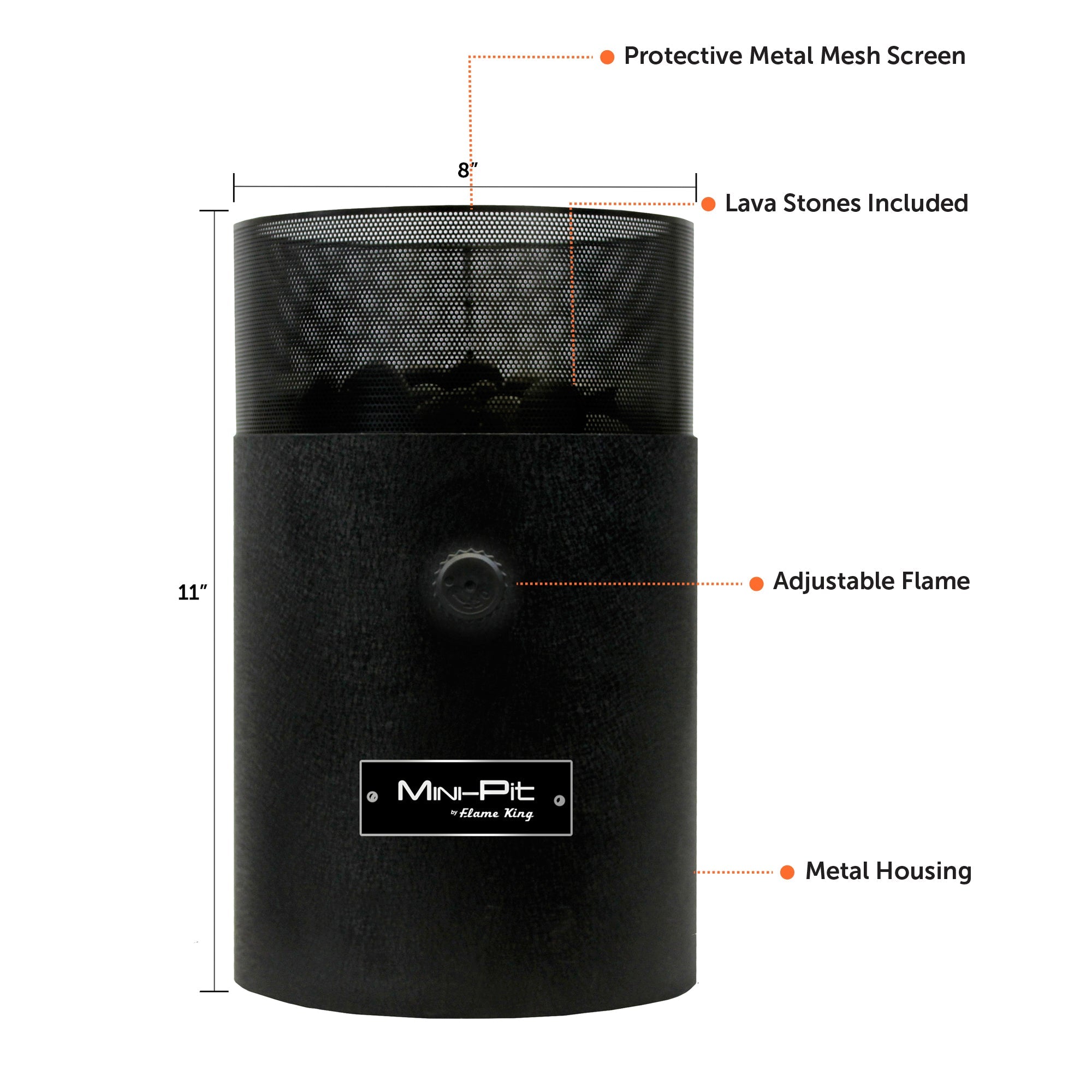 Portable Flame King Fire Pit for camping, dual fuel propane and butane, compact tabletop design, ideal for outdoor use