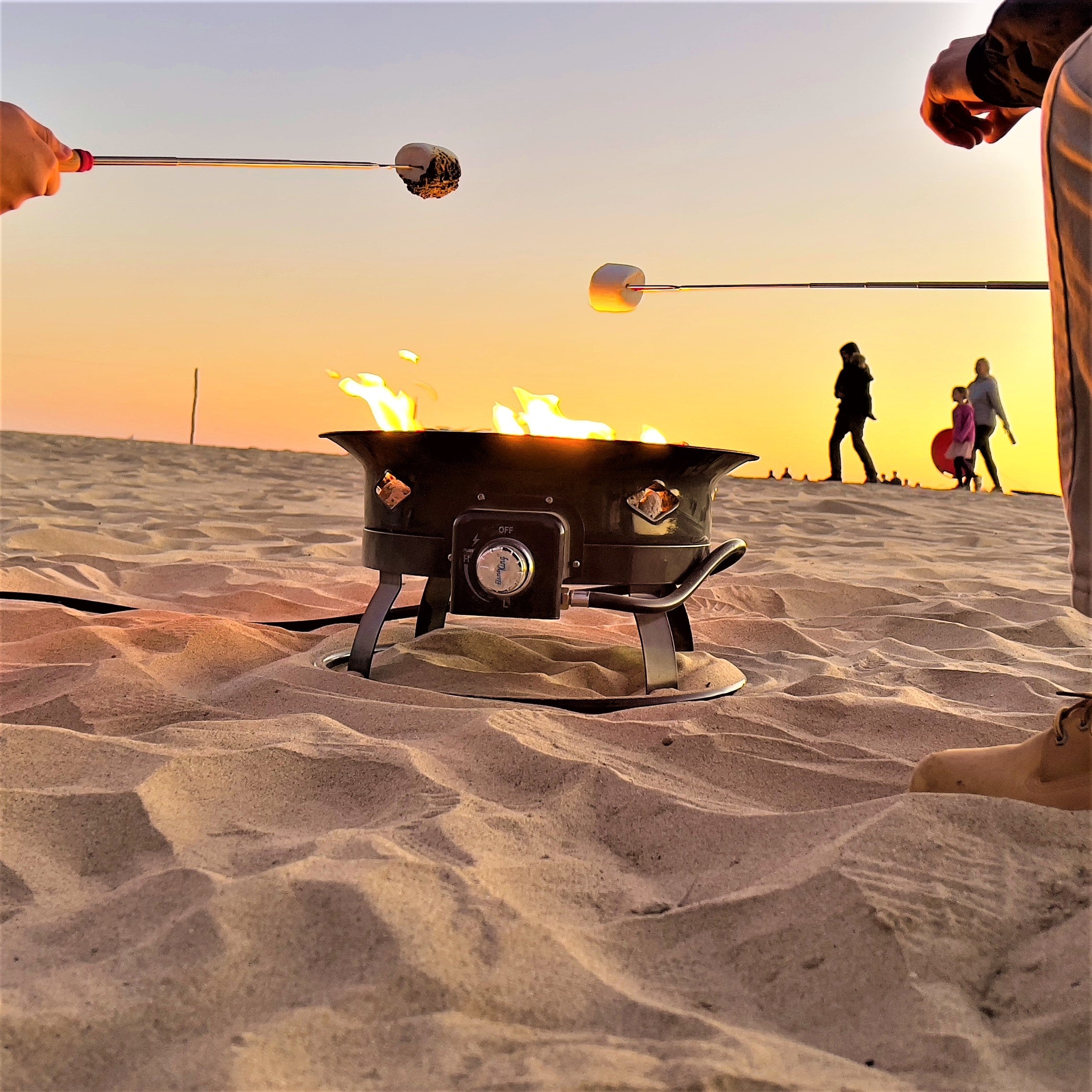 Flame King Outdoor Portable Propane Gas 19″ Fire Pit Bowl with Self Igniter Cover Carry Straps - OVERLANDERS Outfitter