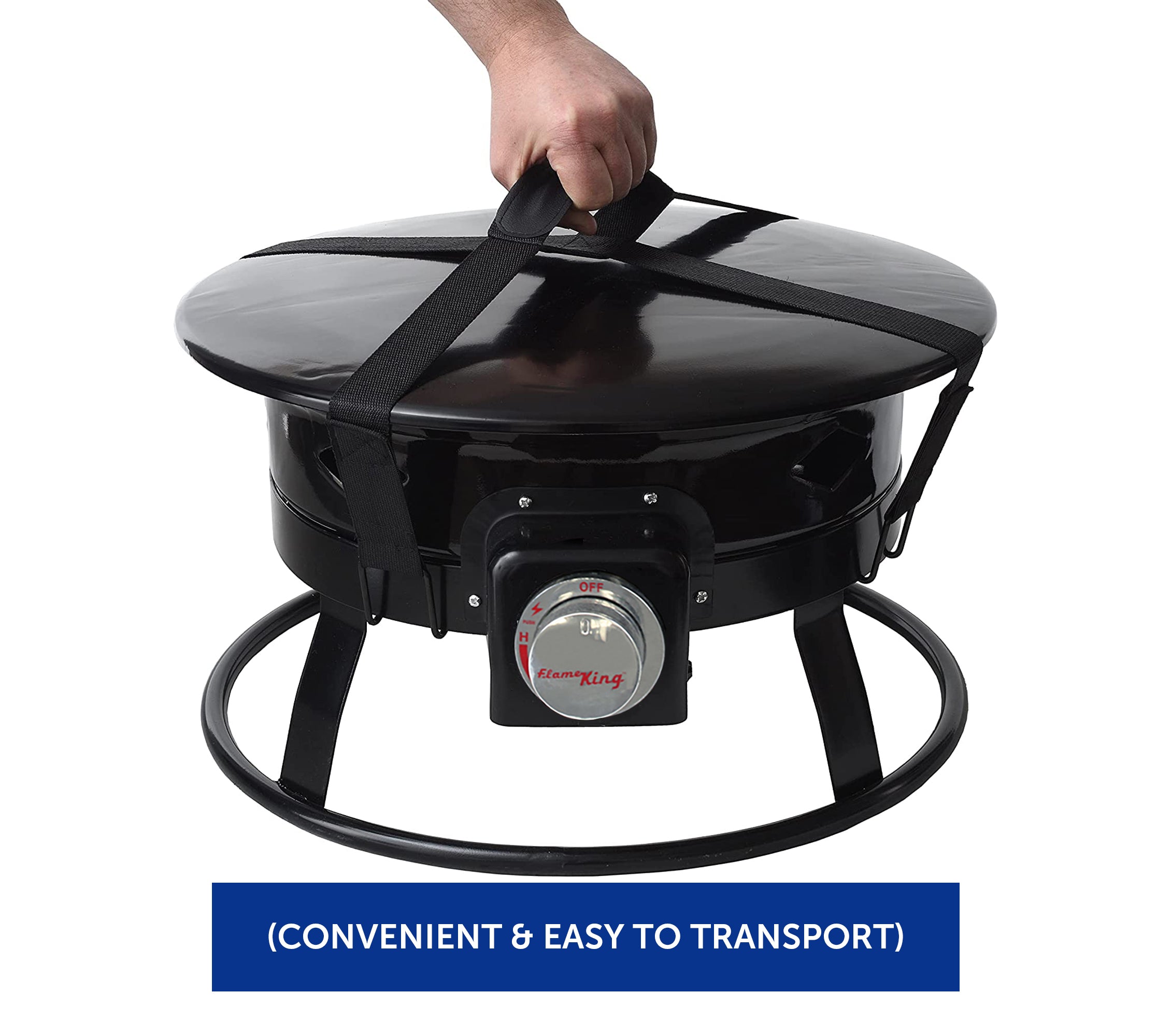 Flame King Outdoor Portable Propane Gas 19″ Fire Pit Bowl with Self Igniter Cover Carry Straps - OVERLANDERS Outfitter