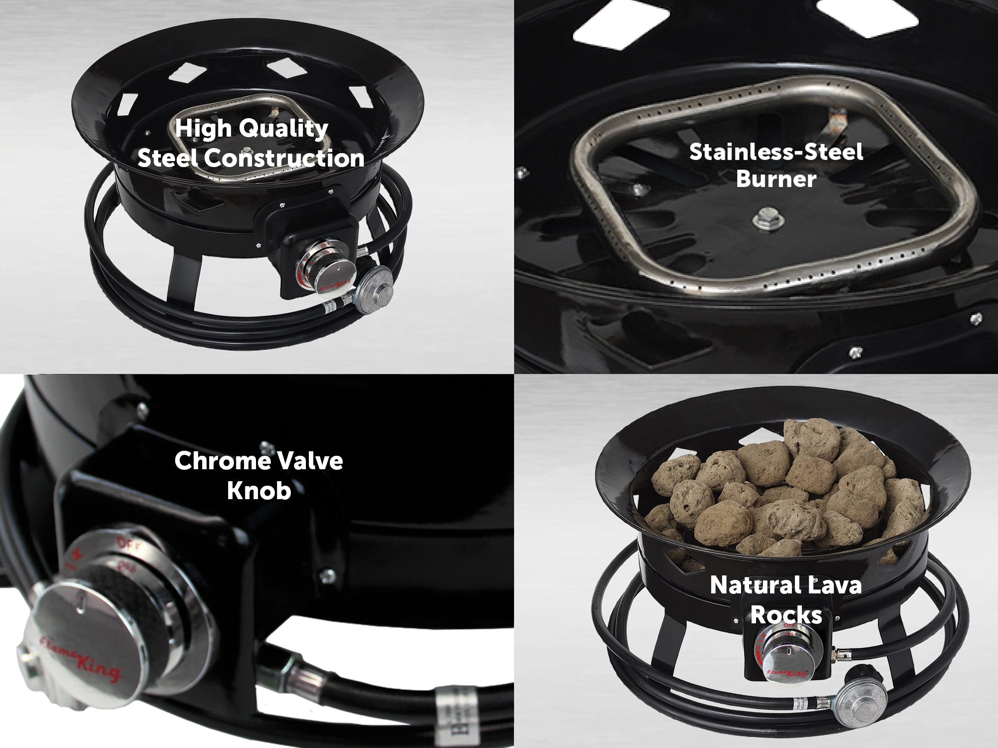 Flame King Outdoor Portable Propane Gas 19″ Fire Pit Bowl with Self Igniter Cover Carry Straps - OVERLANDERS Outfitter