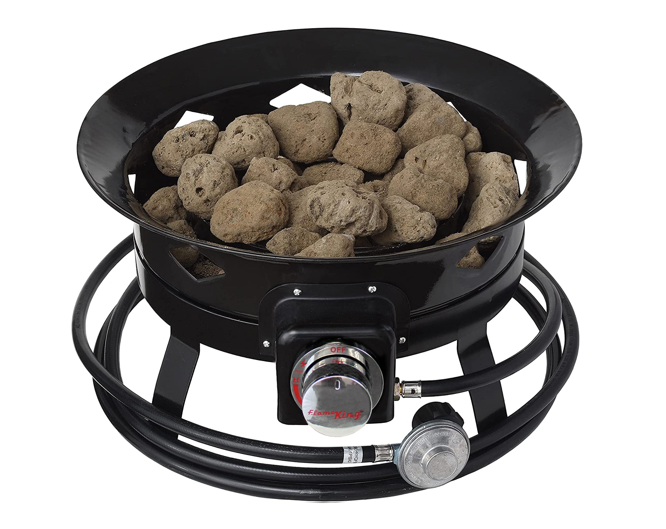 Flame King Outdoor Portable Propane Gas 19″ Fire Pit Bowl with Self Igniter Cover Carry Straps - OVERLANDERS Outfitter