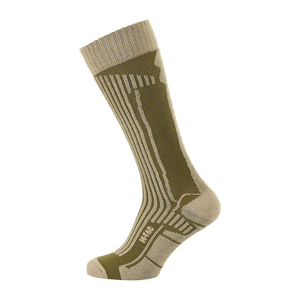 M-TAC Coolmax long mid calf socks in gray, featuring breathable fabric and a comfortable fit for outdoor activities.