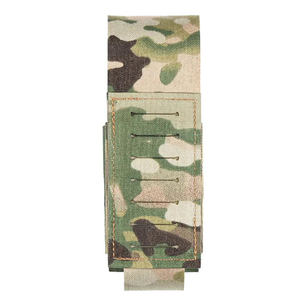 HCC Tactical Micro Flashbang Pouch in Multicam, featuring a durable design for secure storage of tactical gear.