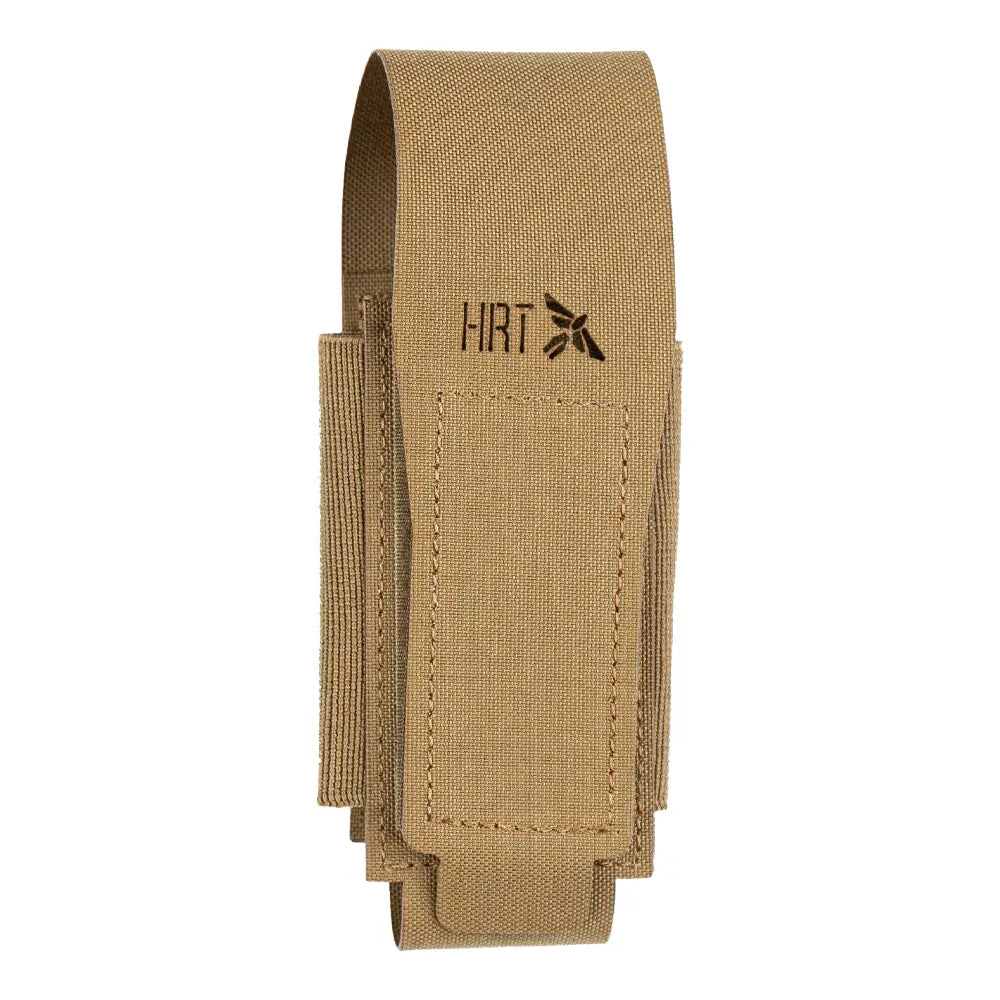 HCC Tactical Micro Flashbang Pouch in tan, designed for secure storage of flashbangs, featuring durable fabric and compact design.
