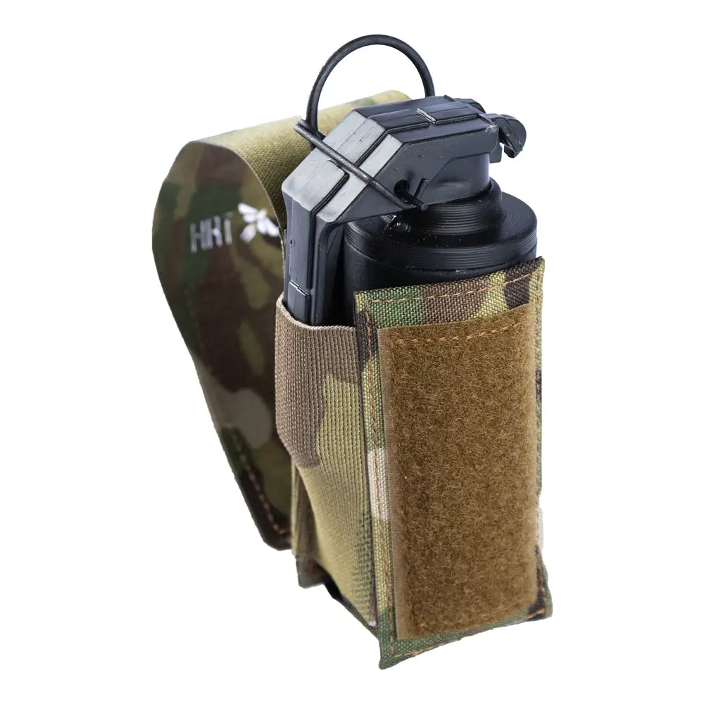 HCC Tactical Micro Flashbang Pouch in multicam, designed for secure storage of tactical flashbangs.