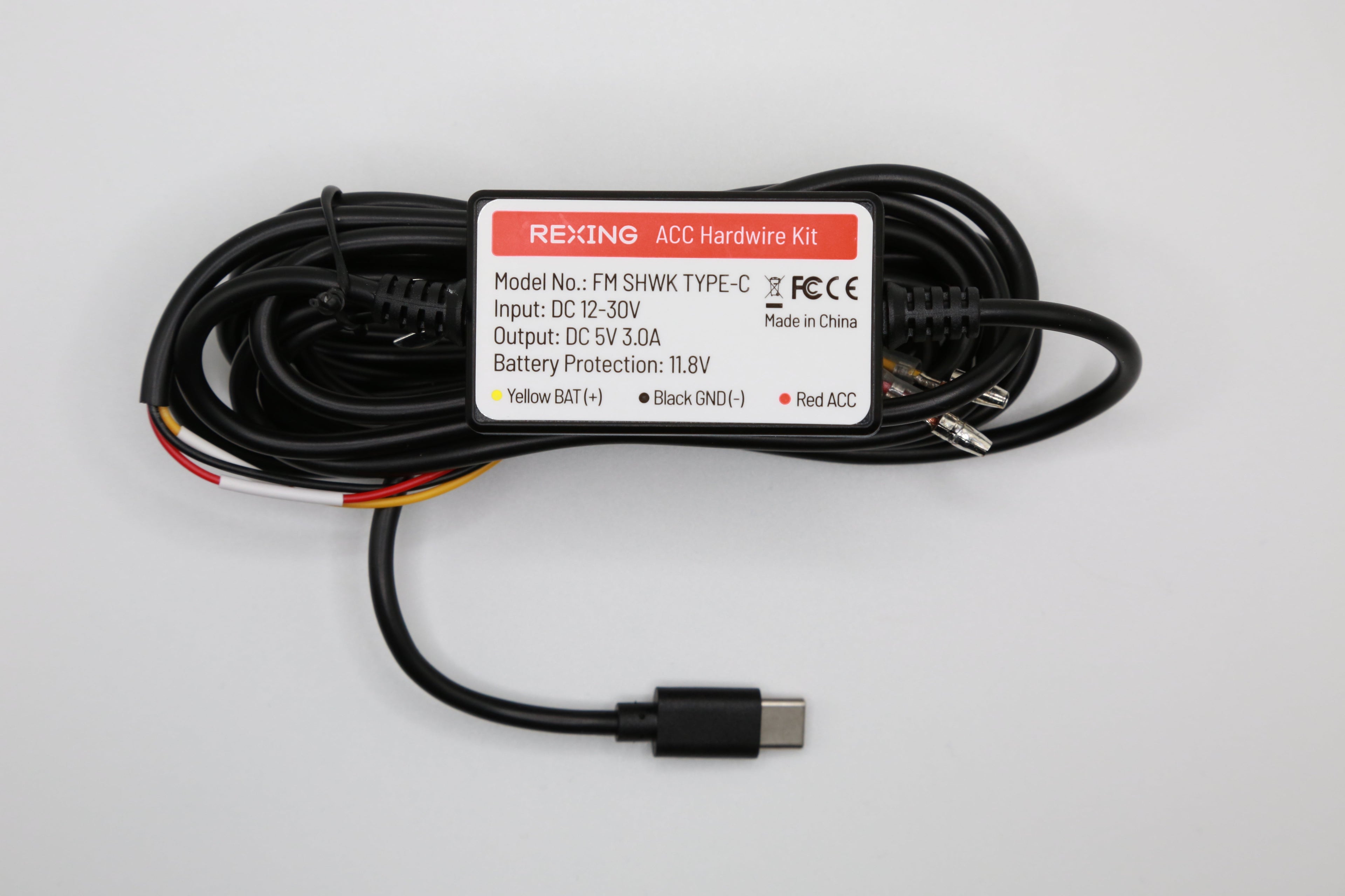 Rexing FM Smart Hardwire Kit, Type-C Hard Wire Kit Fuse for CPDuo-6.25, CPDuo-686, CPDuo-7, and CPDuo Pro, Rexing 12V-30V to 5V/2A Type-C Port Charger Power Cord, Includes 8 Fuse Tap Cables and Installation Tool (11.5ft) - We The Collective