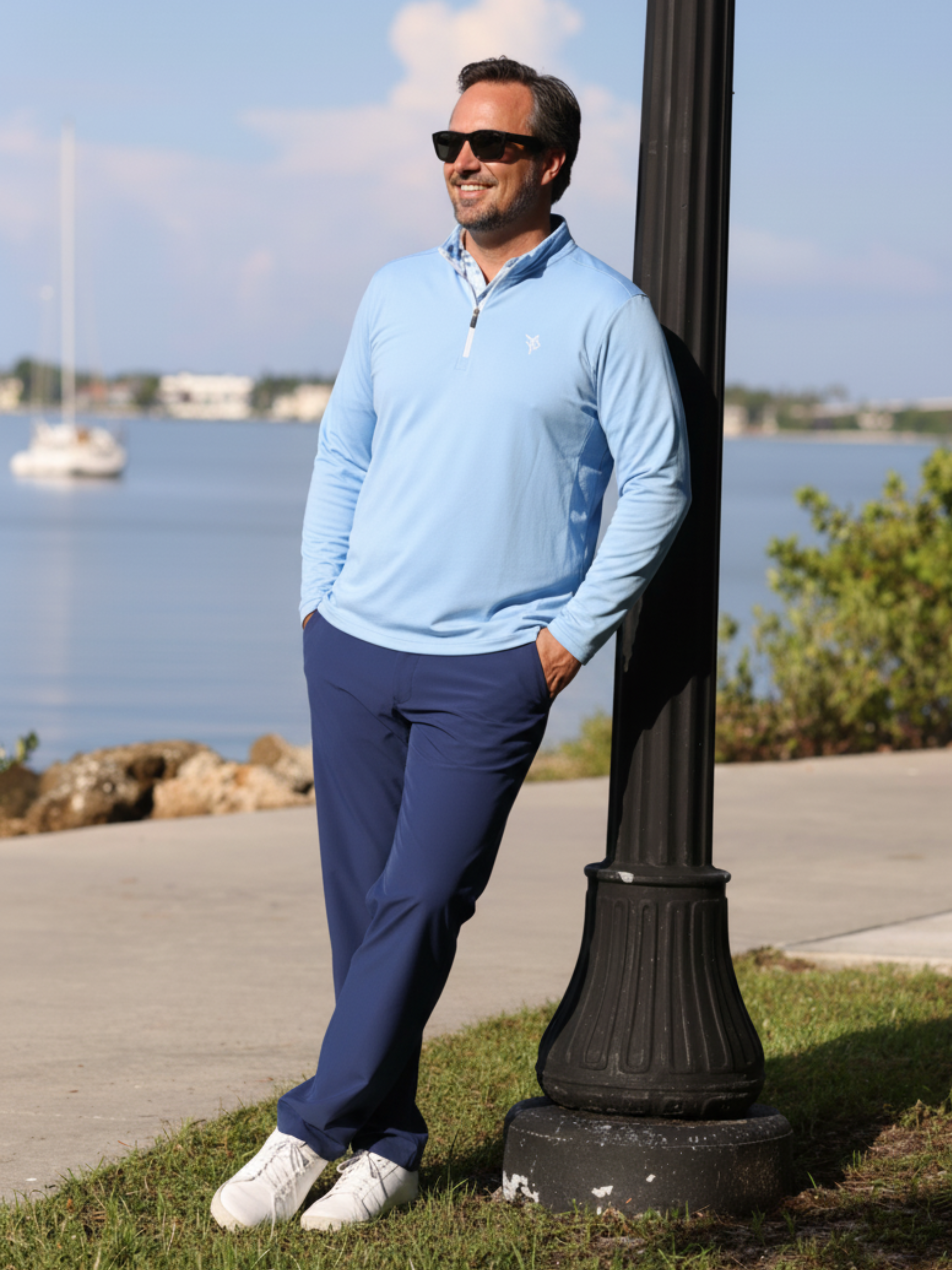 Navy White Water Life Freeport Pant, versatile performance pants with a relaxed fit and functional design, suitable for outdoor activities.