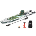 Backcountry Sportsman FS1210 FishSUP™ inflatable paddleboard with swivel seat fishing rig, shown on water ready for fishing.