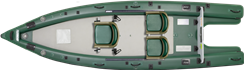 Backcountry Sportsman FSK16 FishSkiff™ inflatable fishing boat start-up package with compact design and durable construction.