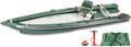 Backcountry Sportsman FSK16 FishSkiff inflatable fishing boat start-up package with paddle and accessories on a white background.