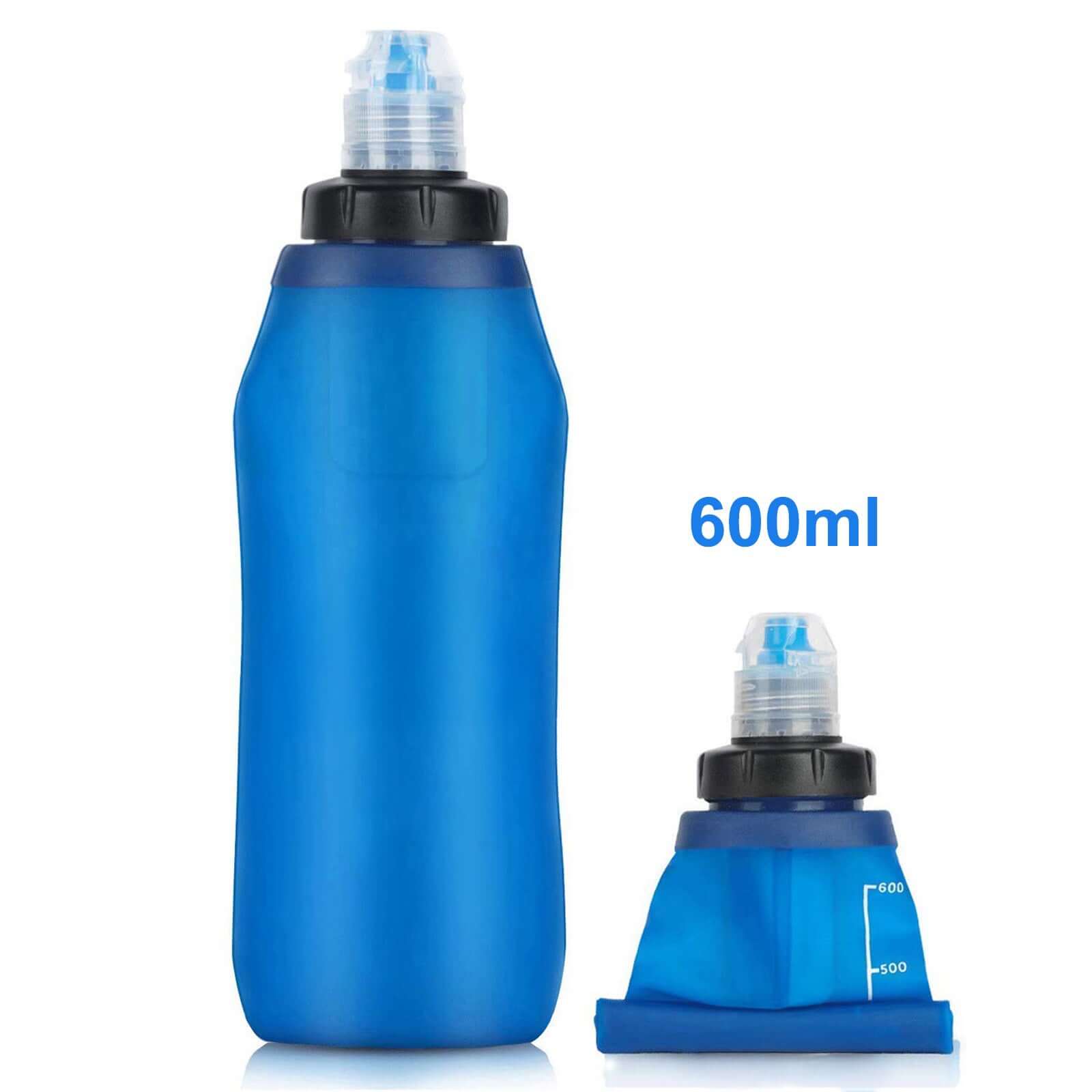 600ml Collapsible Water Filter Bottle by HygieniSafe, food and water-grade, with a flexible design for easy storage and hydration.