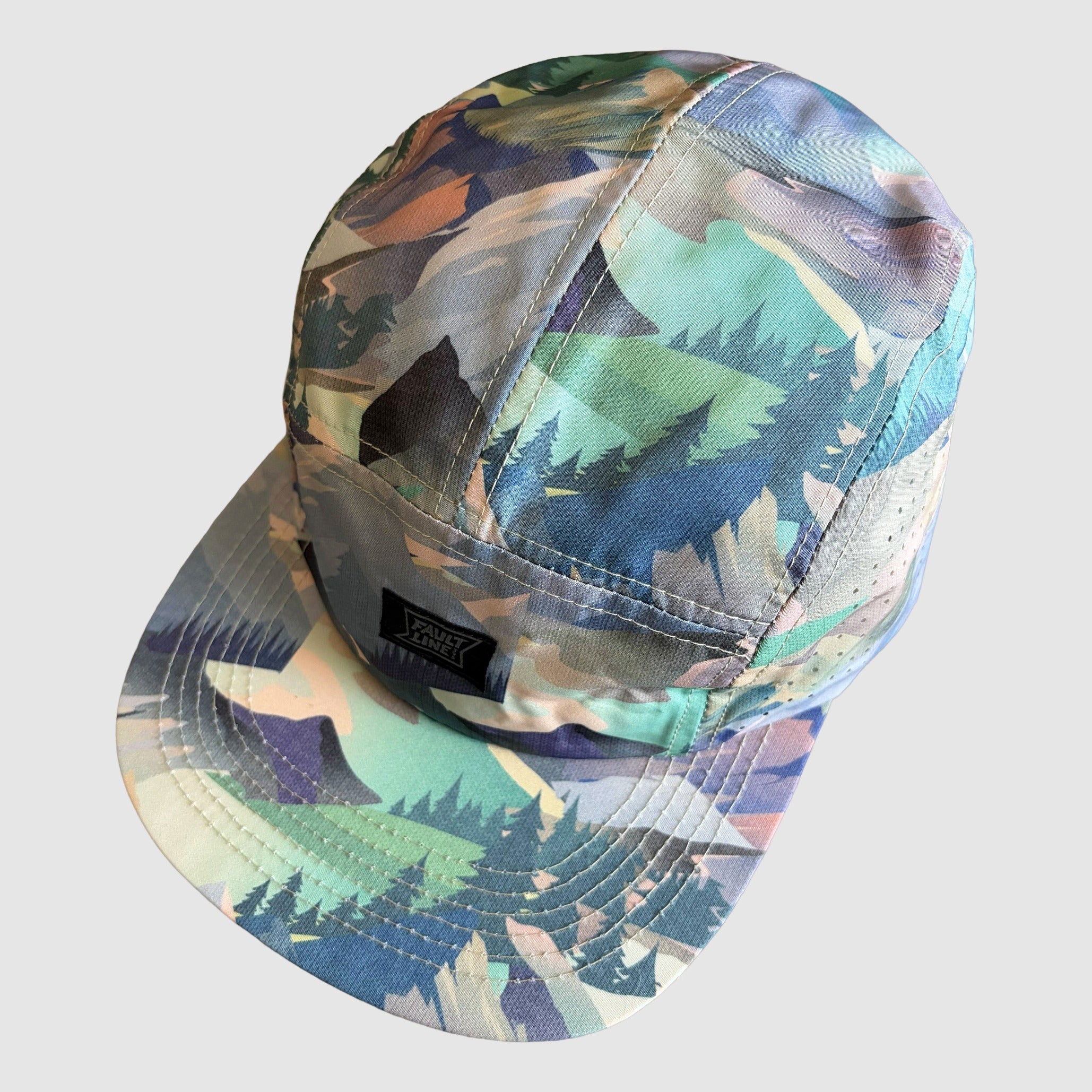 Faultline395 Bridgeport 5-panel camper hat with crushable design and outdoor style, featuring a wide brim and adjustable strap.