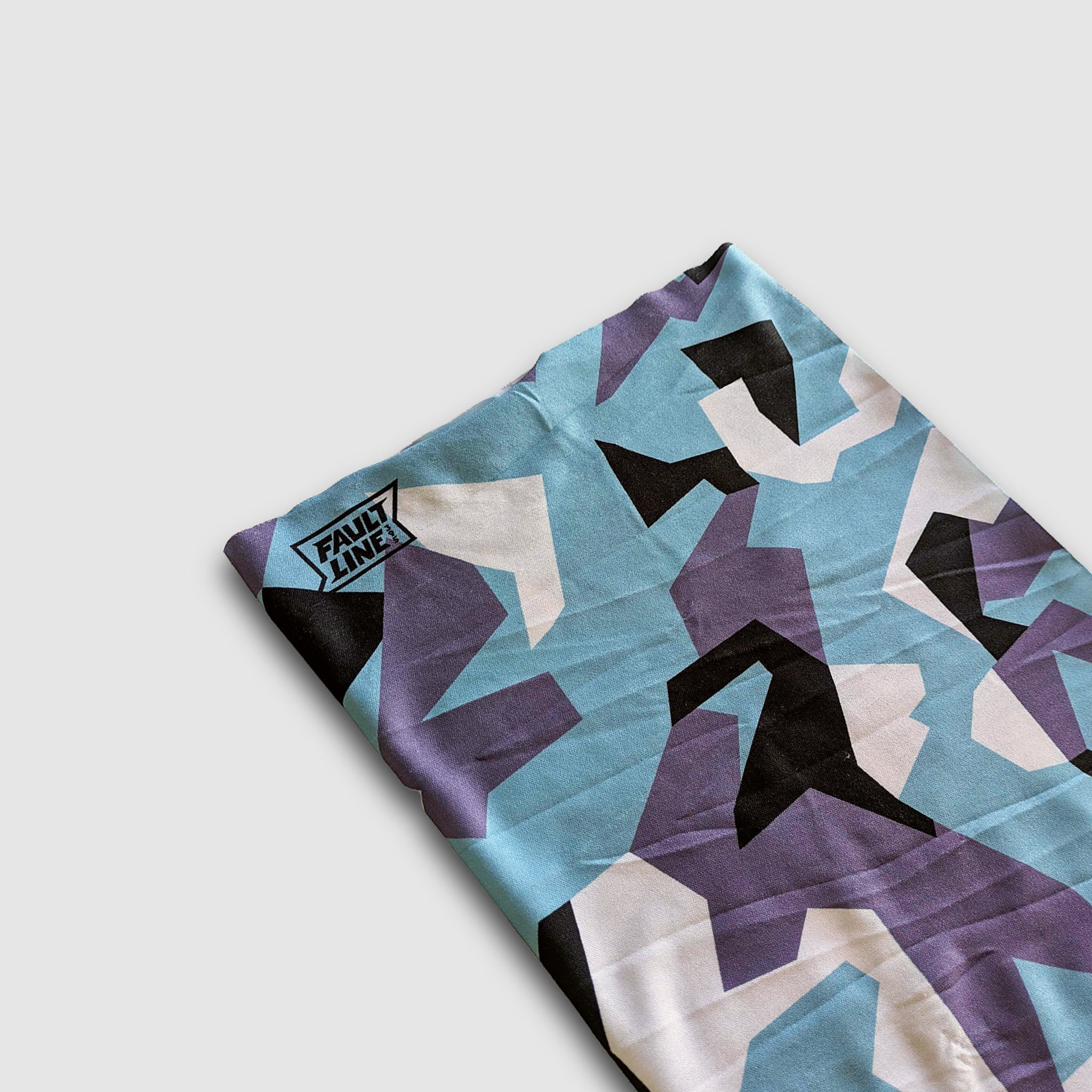Faultline395 EcoShield Infinity Neck Gaiter in Glacier Camo, showing a versatile, seamless neck gaiter with a camouflage pattern.
