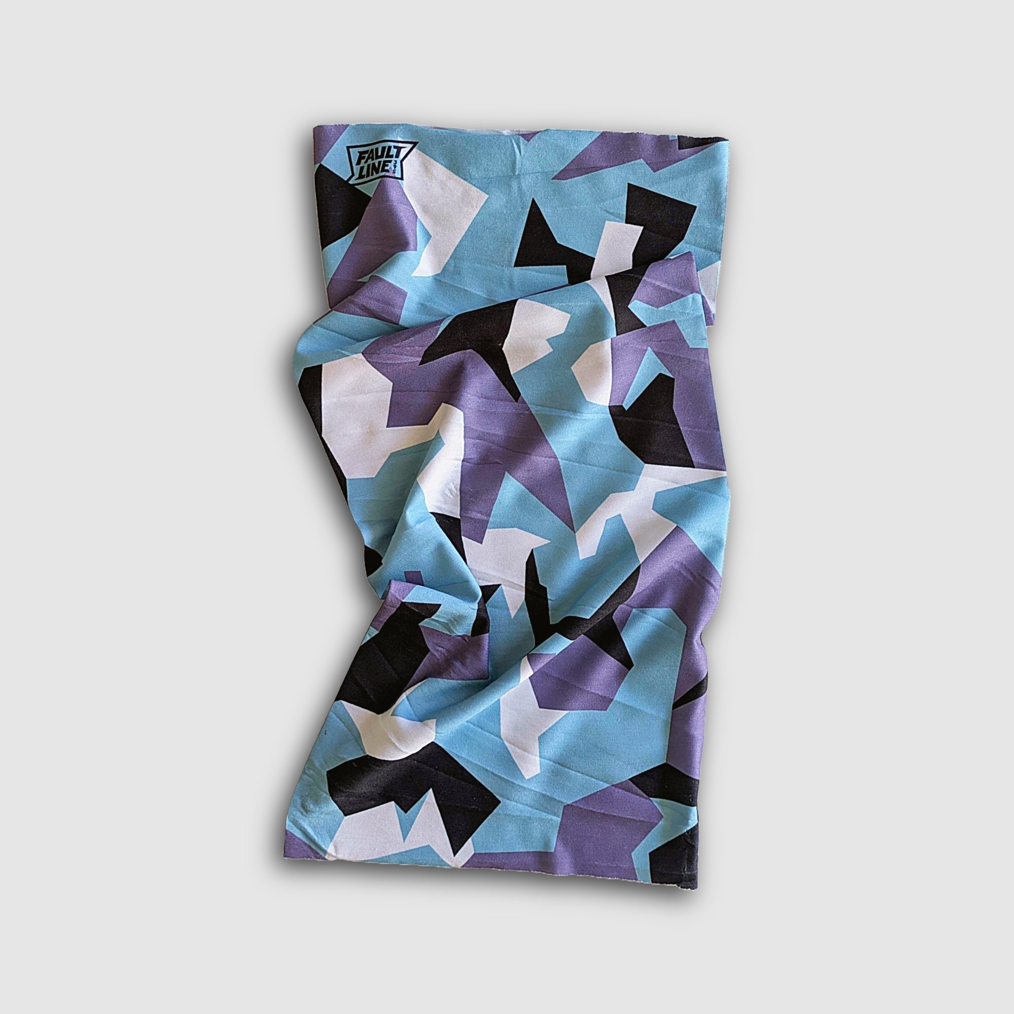 Faultline395 EcoShield Infinity Neck Gaiter in Glacier Camo, showcasing a versatile fabric neck covering with a camouflage pattern.