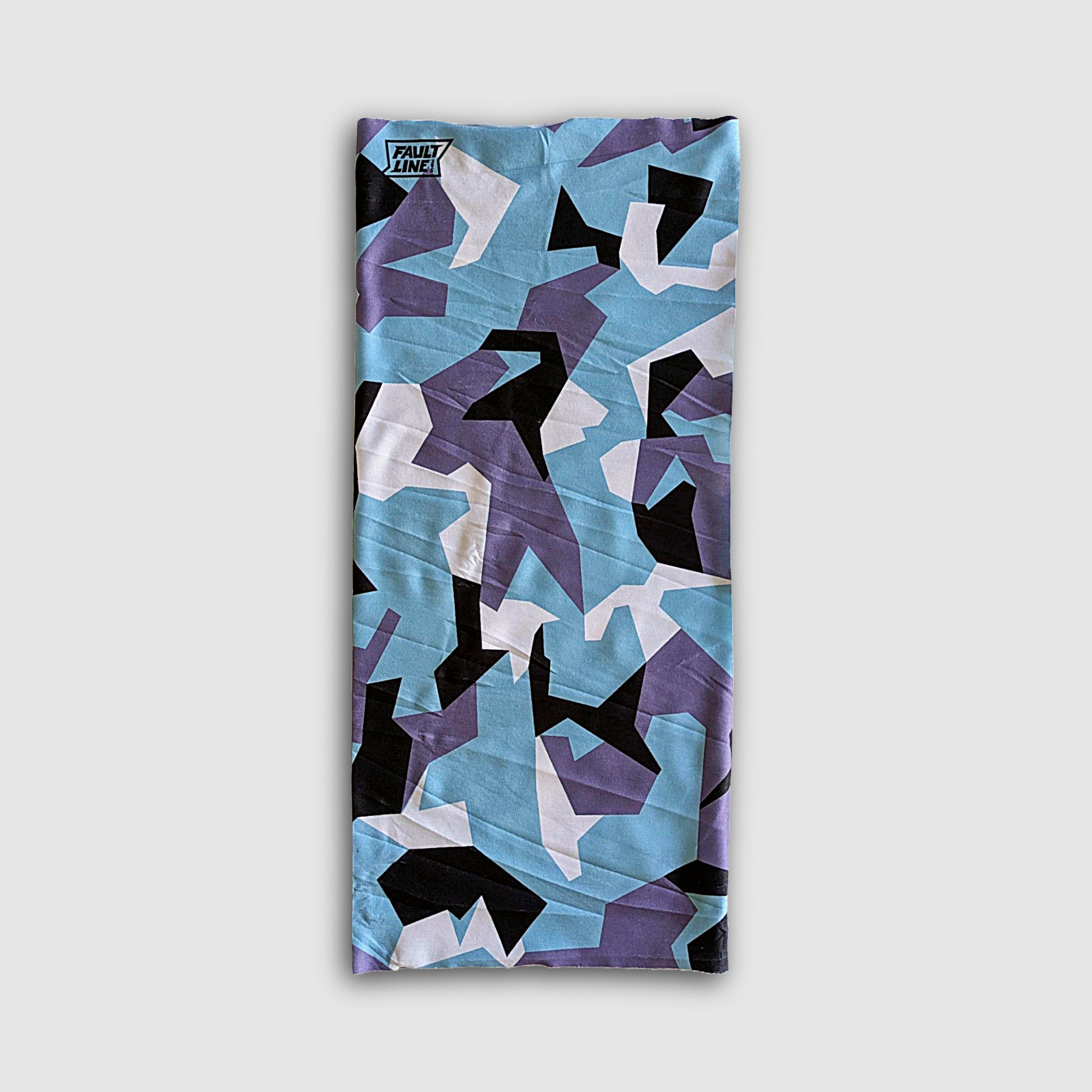 Faultline395 Ecoshield Infinity Neck Gaiter in Glacier Camo, showcasing a versatile neck cover with camouflage pattern and breathable fabric.